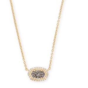 Kendra Scott Chelsea necklace gold with a slate drusy gently used.